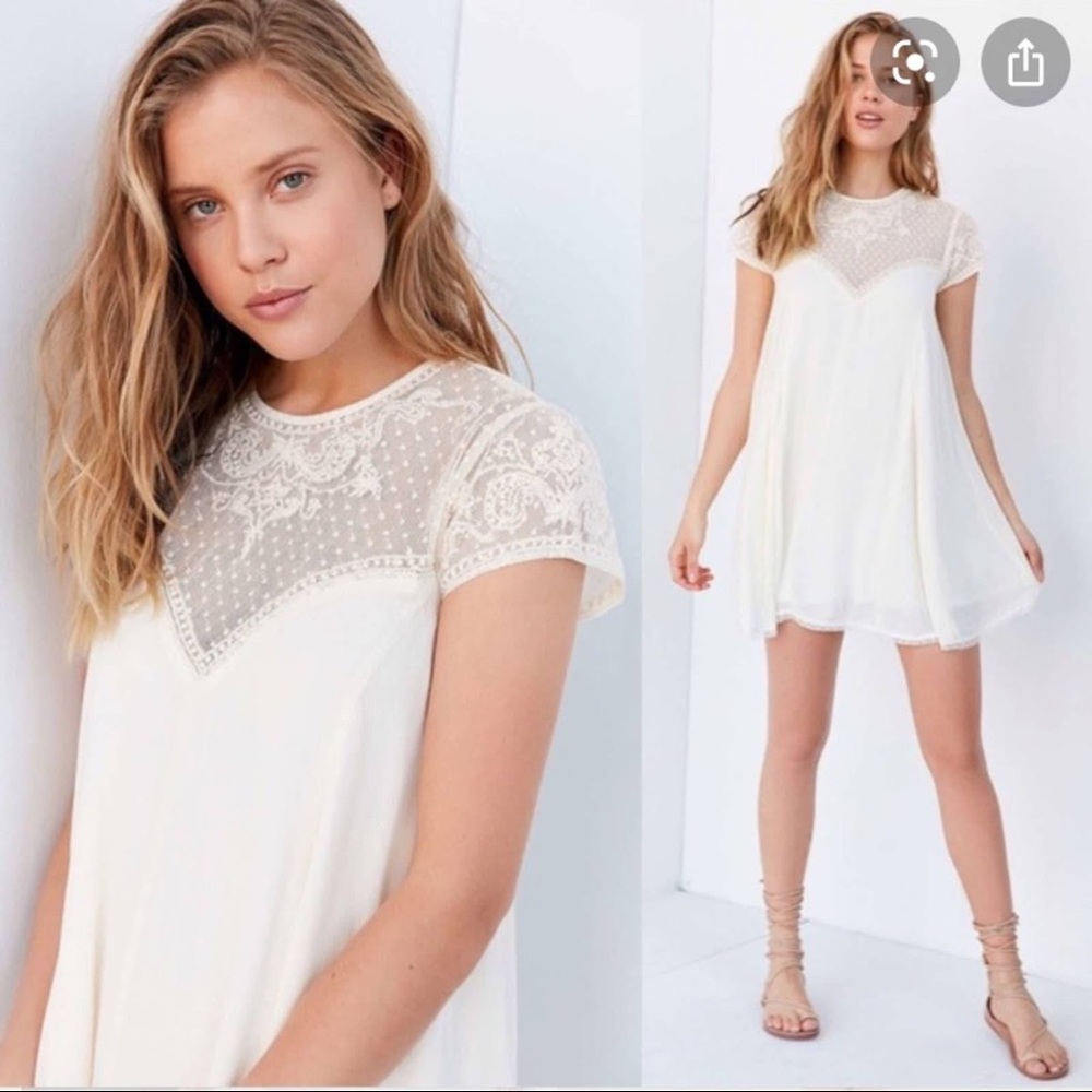 Kimchi Blue Lily Embellished Trapeze Dress in White/Cream
